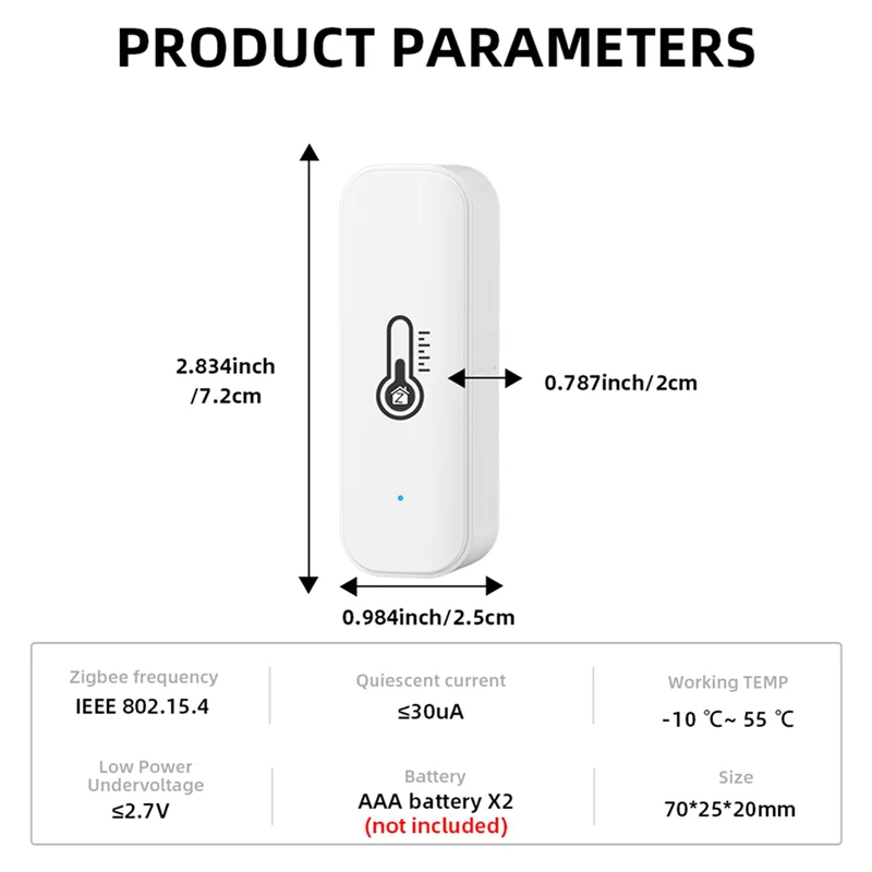 B04B-2X Tuya Zigbee Temperature Humidity Sensor Smart Home Temperature Sensors Works with Alexa Google Assistant Smart Life