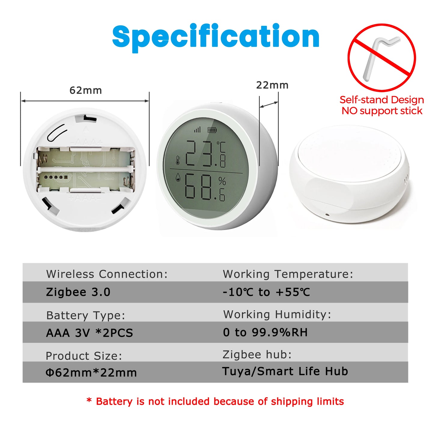 Tuya Zigbee 3.0 Smart Temperature and Humidity Sensor Hygrometer Thermometer for Home Assistant via Zigbee2Mqtt