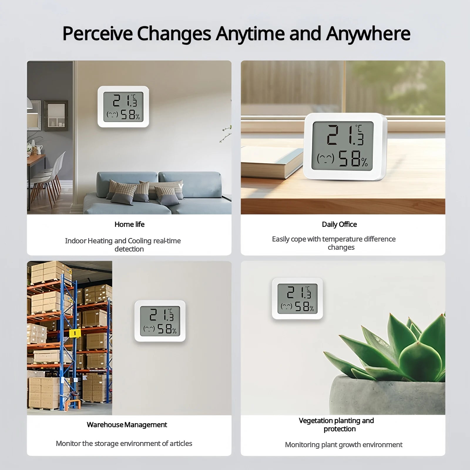 Tuya Smart Zigbee Temperature and Humidity Sensor Mini LCD Digital Smil Face Temp Humidity Detector Work with Alexa Google Home