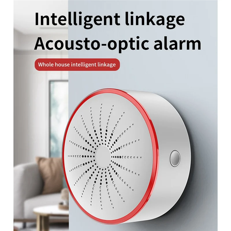 Abmf-Tuya Smart Home Wireless Alarm System Sound and Light Alarm Sensor Detector Intelligent USB Powered Sensor Zigbee