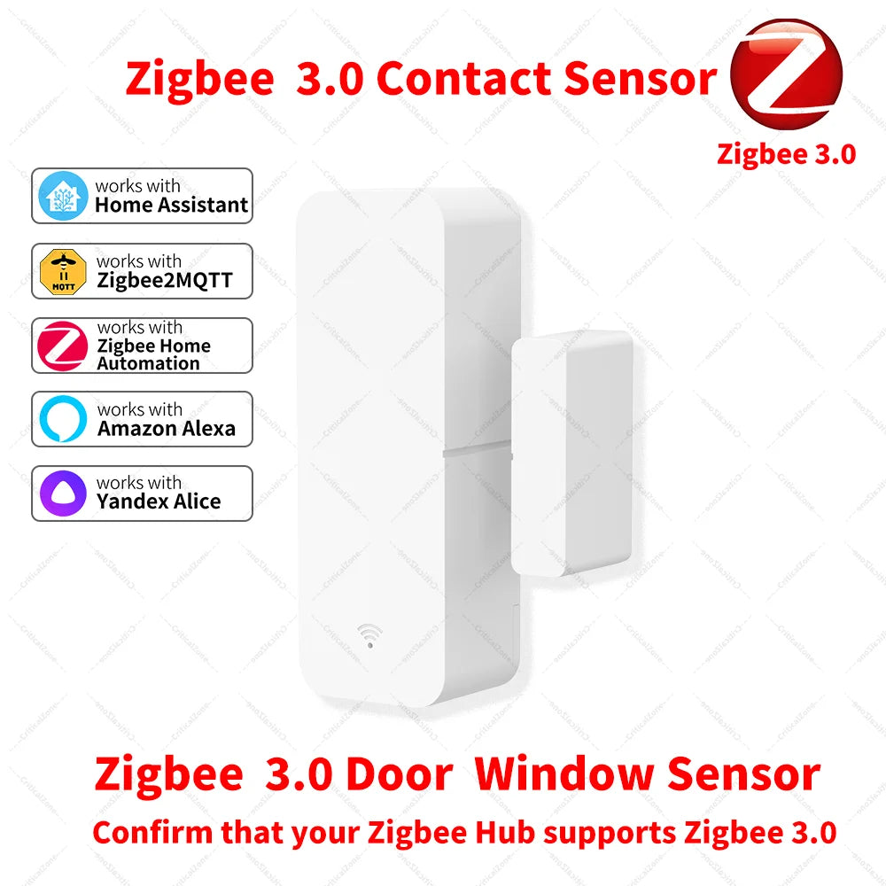 Zigbee 3.0 Door Sensor Window Sensor Contact Sensor Zigbee Hub Required Work with Home Assistant Yandex Alexa ZHA Zigbee2Mqtt