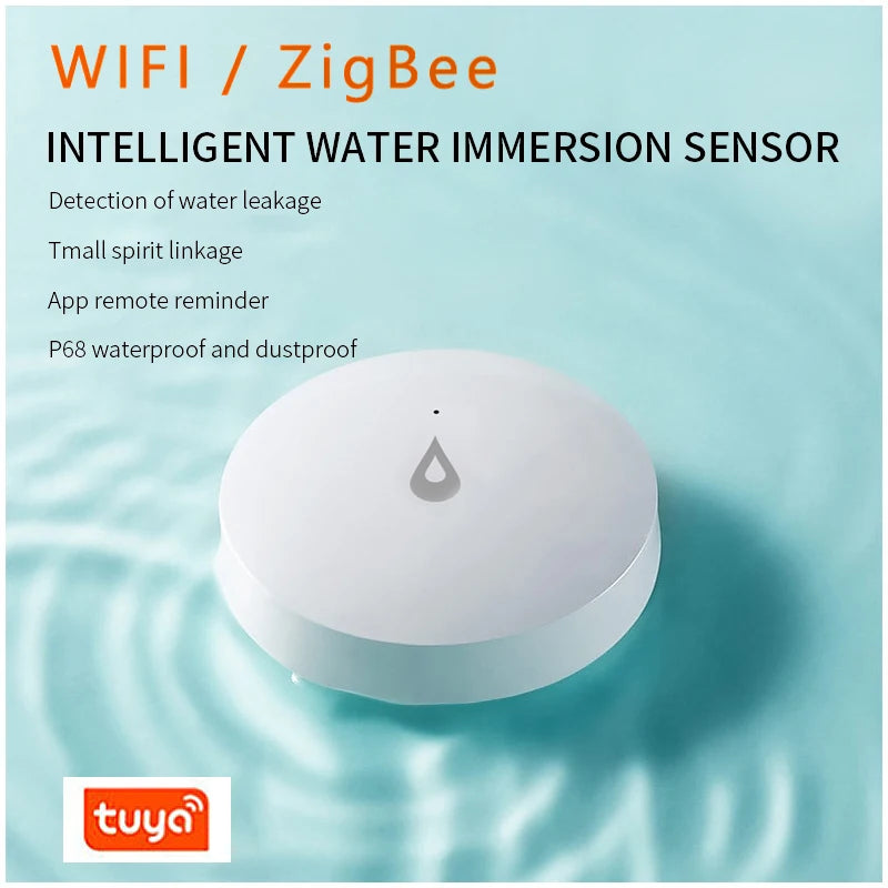 Zigbee 3.0 Tuya Water Leak Detector Flood Sensor Water Tank Full Water Linkage Smart Home Security Alarm Support Smart Life