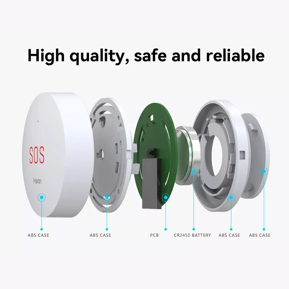 Zigbee Tuya SOS Emergency Button Home Security Alarm System Wireless Alarm Button Work with Smart Life/Tuya APP and Hub