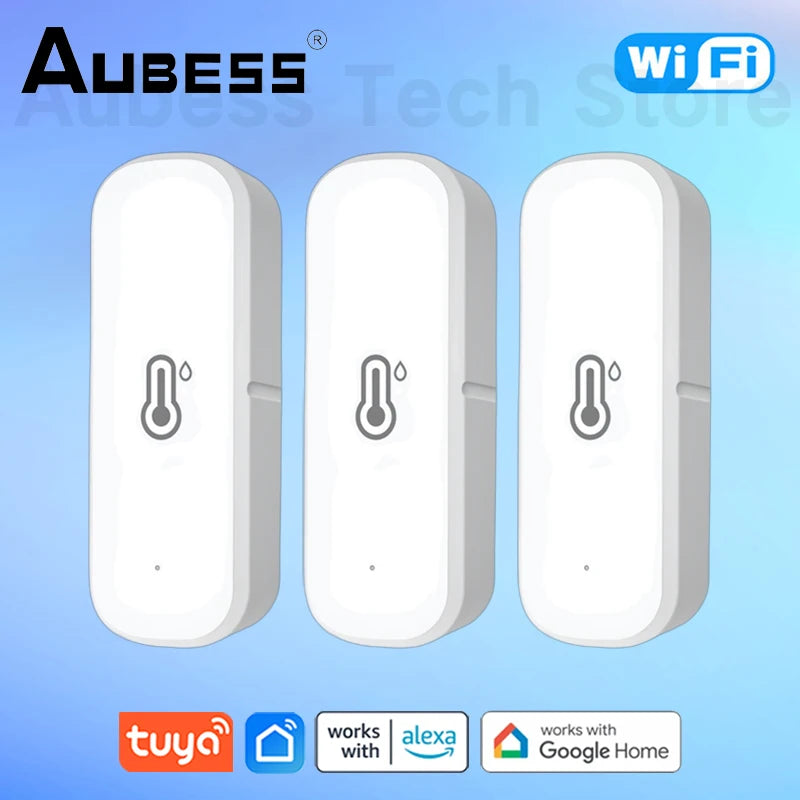 AUBESS Tuya Zigbee/Wifi Temperature Humidity Sensor Home Connected Thermometer Compatible with Smart Life Alexa Google Assistant