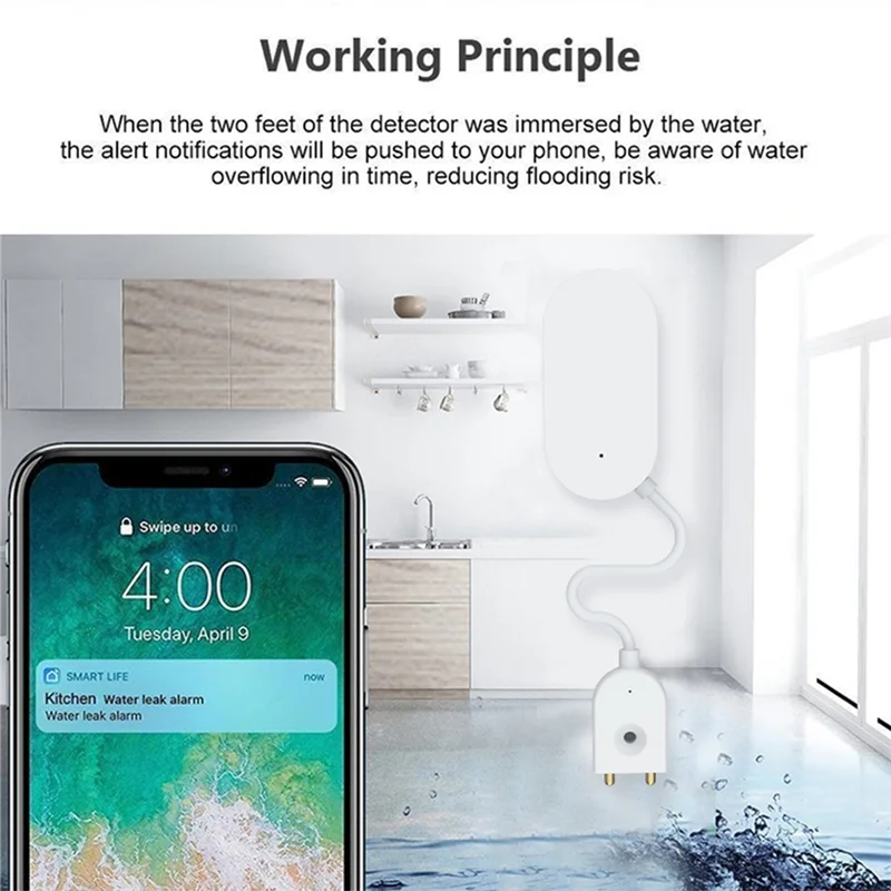 B04B-Tuya Zigbee Leak Sensor Water Leakage Detector Leakage Sensor Water Sensor Prevent Water Leakage for Smart Home