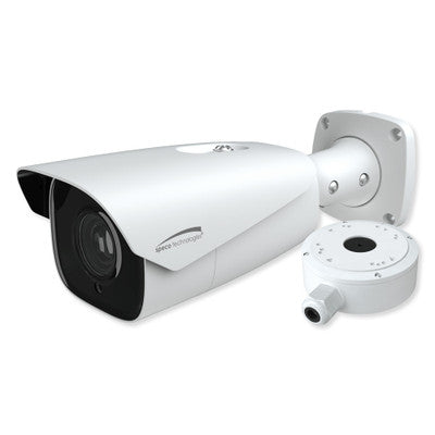 Speco IP Bullet Camera with Junction Box, 2MP License Plate Recognition, 7-22mm Motorized Lens, White Housing