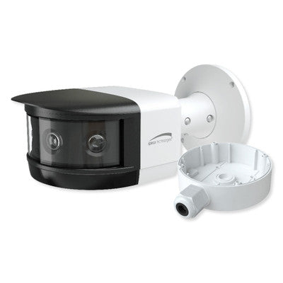 Speco 8MP IP Camera, Panoramic Multi-Sensor with Flexible Intensifier® and Advanced Analytics, 3.3mm x 4 Fixed Lens, White Housing