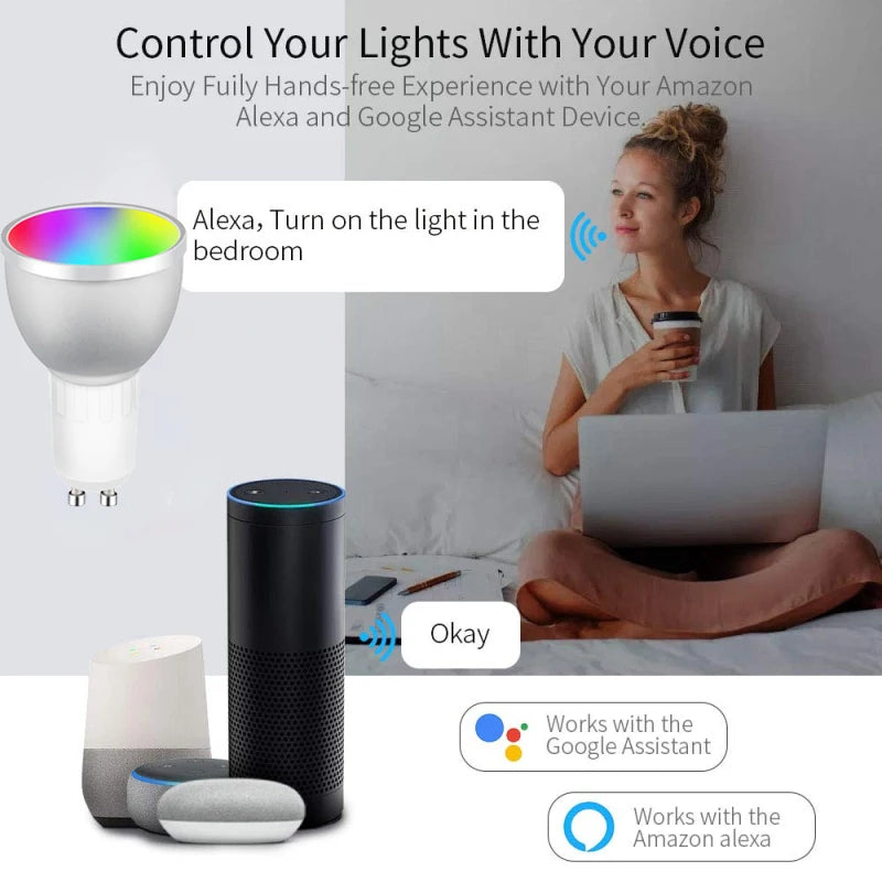 Transform Your Space with 1-10Pcs Zigbee Smart Home LED Bulb Spot Night Light Lamp - 5W GU10 RGBCW Compatible with Alexa, Google Home, and SmartThings
