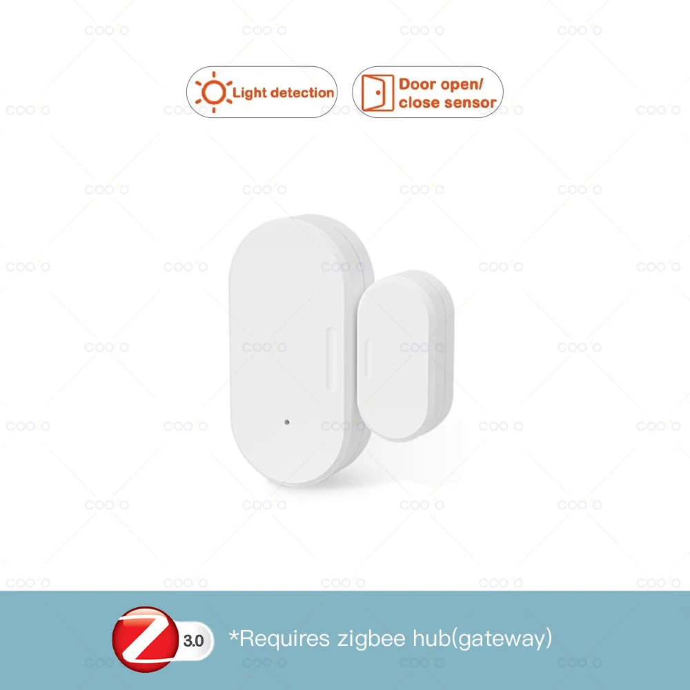 Smart Zigbee 3.0 Door Window Sensor Lux Light Detect 2 in 1 Real Time Wireless Magnetic Alarm App Remote Control Home Security