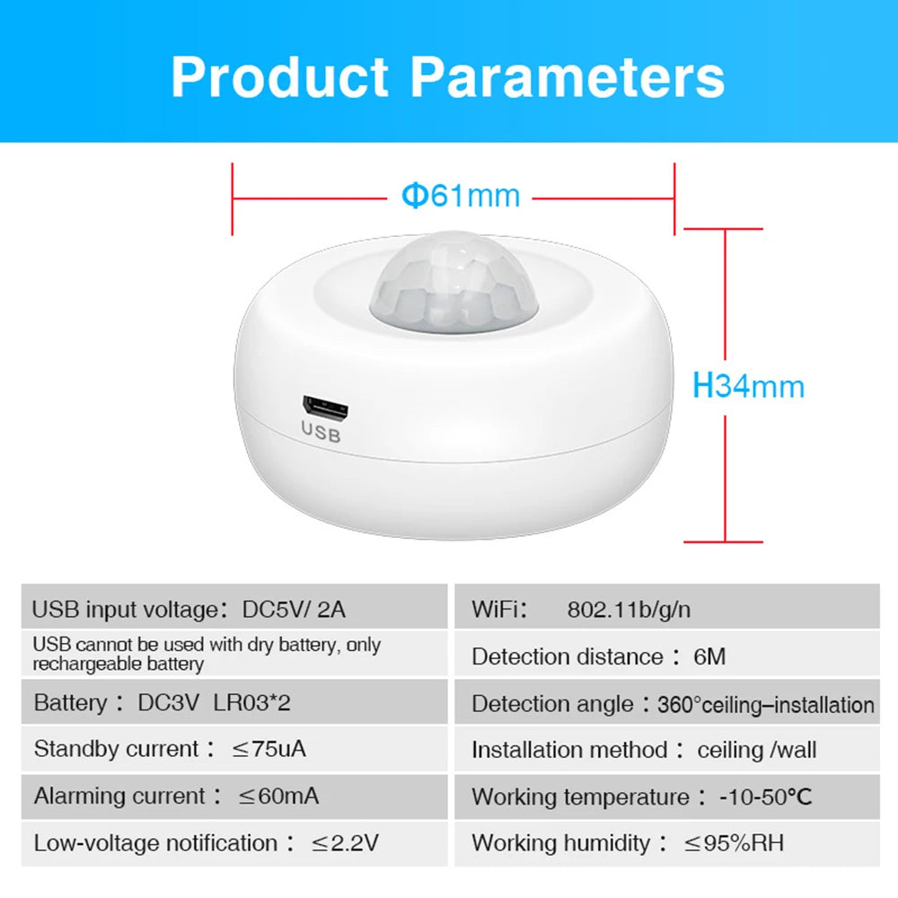 Tuya Zigbee PIR Motion Detection Human Presence Sensor Infrared Detector Alarm Smart Life App Control Human Body Induction