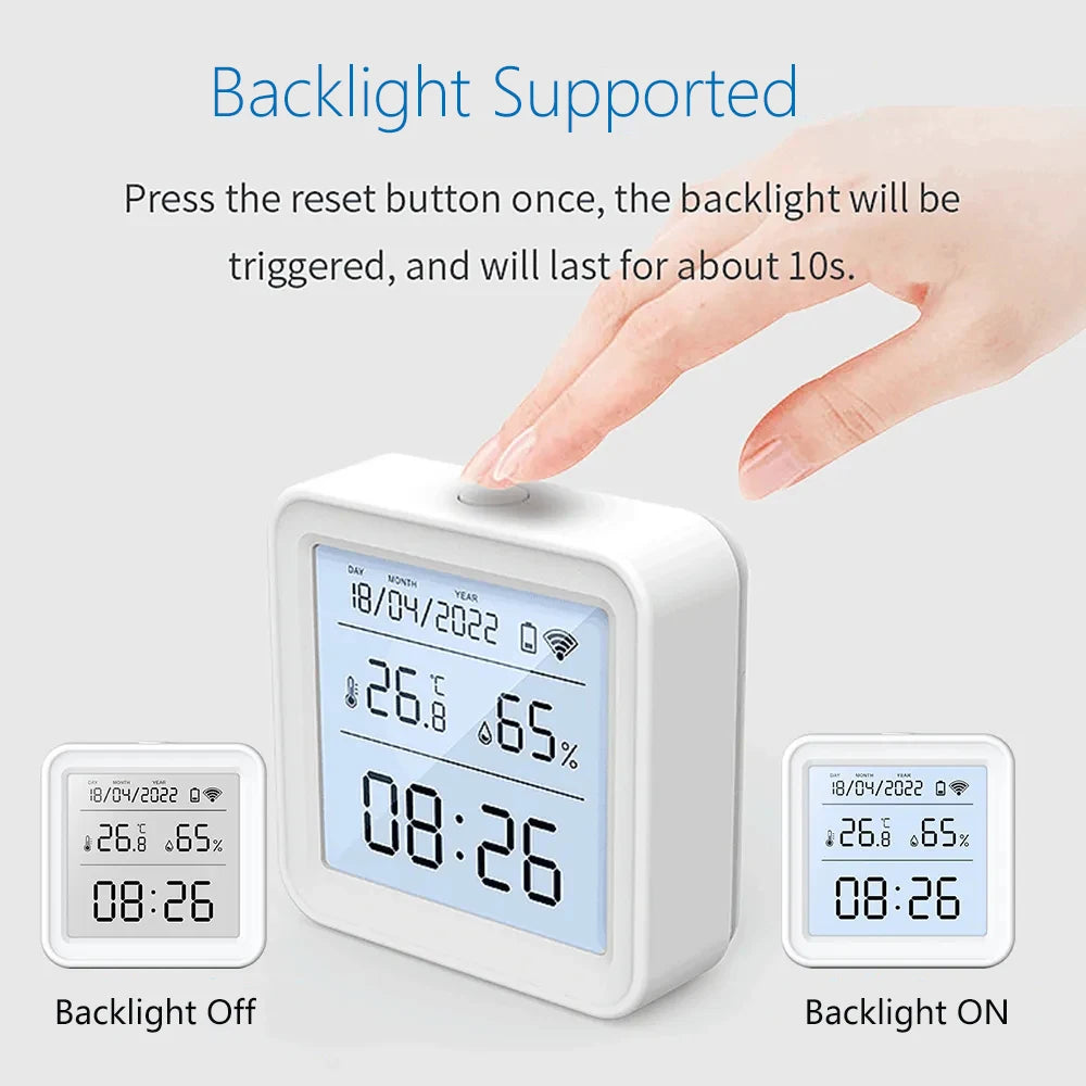 Tuya Smart Home Zigbee Temperature & Humidity Sensor LED Backlight Smart Life APP Remote Work with Alexa Google Assistant