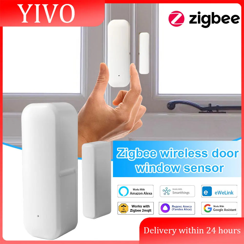 Ewelink Zigbee Door Sensor Wireless Magnetic Window Open Closed Alarm Detector Works with Zigbee2Mqtt Alexa Google Need Gateway