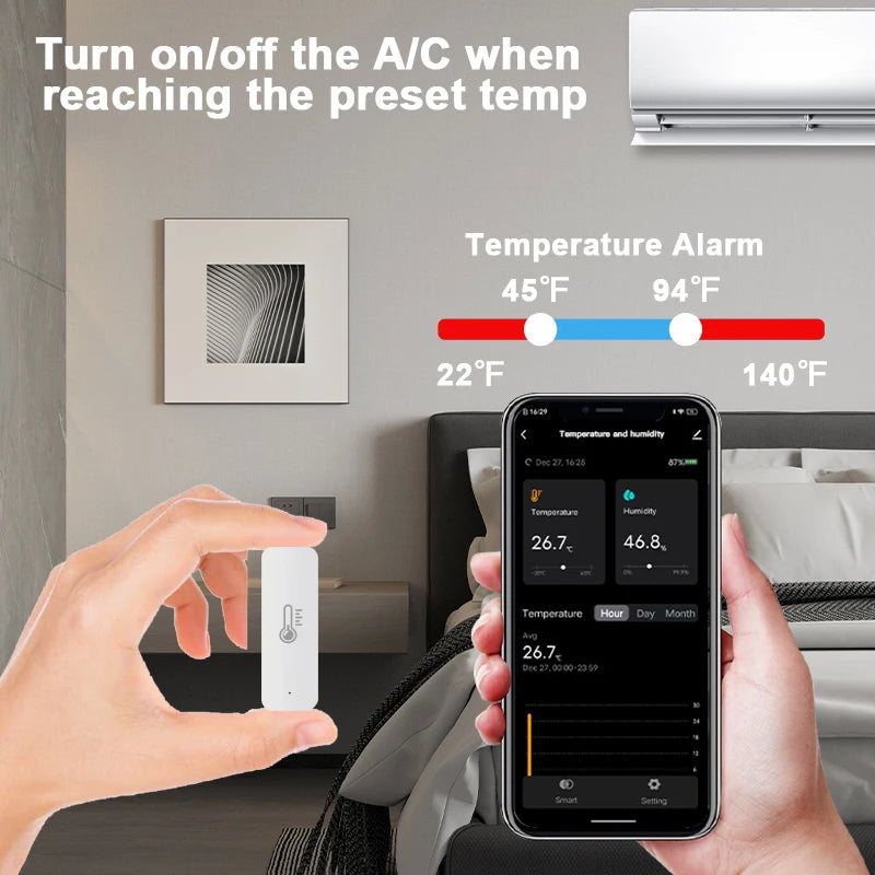 Tuya Zigbee ℃ /℉ Switch Temperature Humidity Sensor App Automation Scene Linkage Thermometer Detector Alexa Google Home Voice