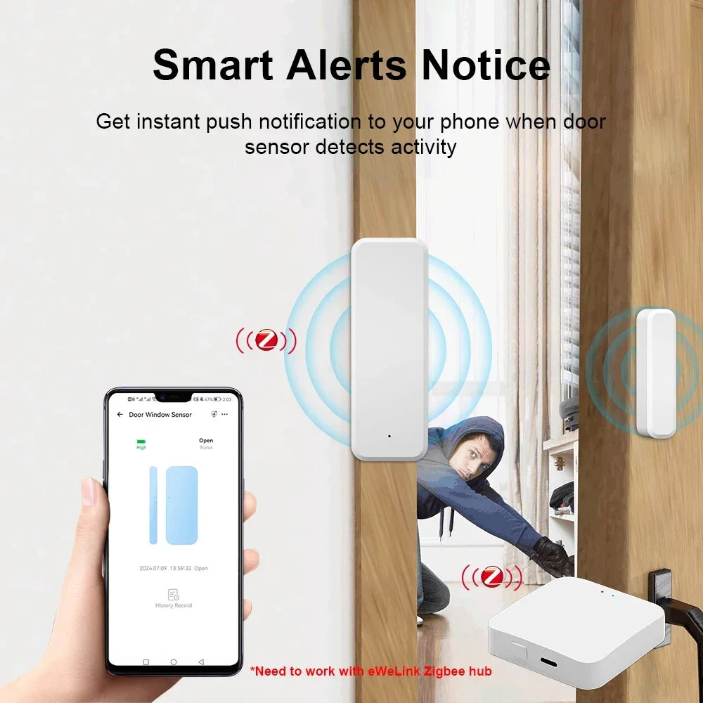 Ewelink Zigbee Door Sensor Smart Home Window Sensor Works Home Assistant Zigbee 3.0 Gateway Door Window Alarm Sensor APP Control