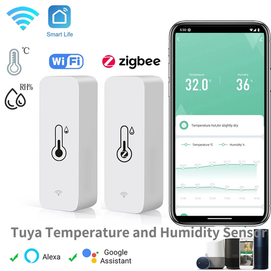 Tuya Zigbee Temperature and Humidity Sensor APP Remote Monitor for Smart Home Var Smartlife Works with Alexa Google Assistant