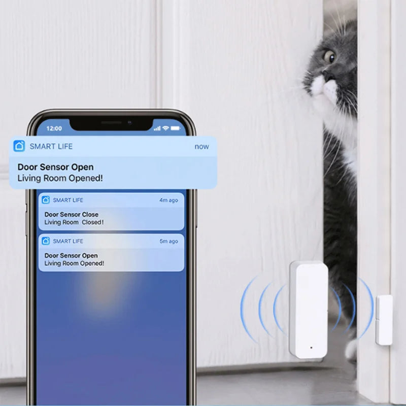 Graffiti Intelligent Zigbee Door Magnetic Detector Tuya Smart Linkage Window Magnetic Wireless Window Contact Anti-Theft Sensor
