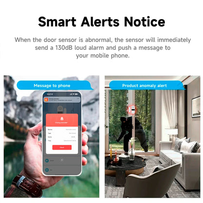 Enhance Your Home Security with the Tuya Wifi Door Sensor - 130Db Sound & Light Alarm, Smart Home Compatible