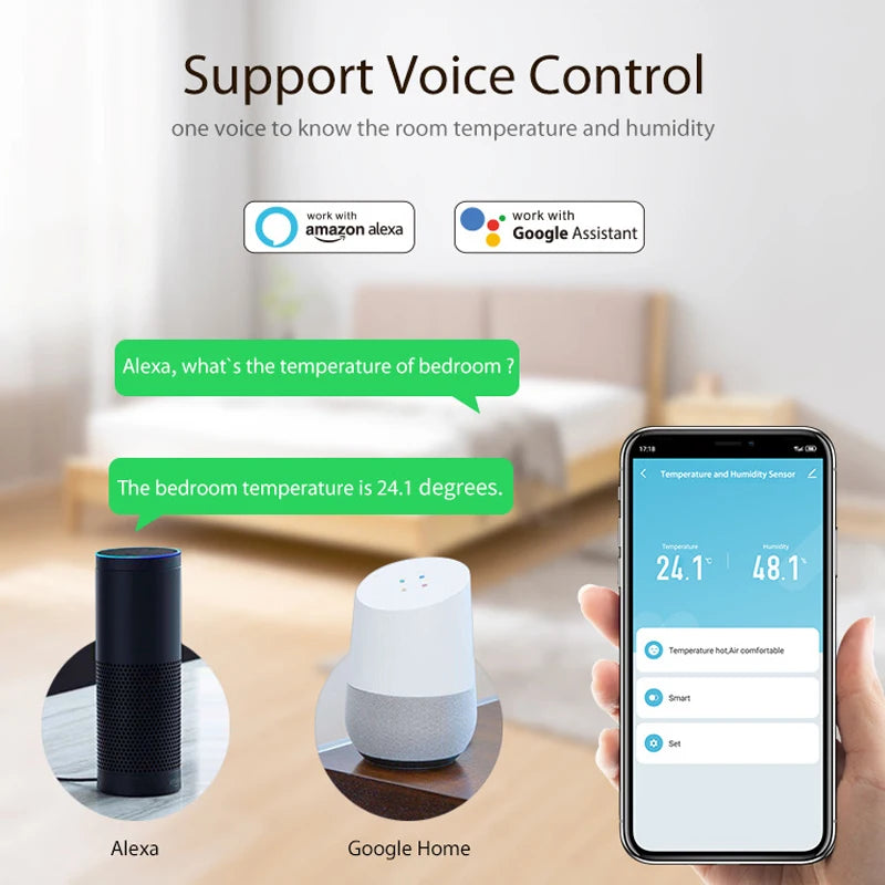 Revolutionize Your Home with the Tuya Smart Zigbee Temperature and Humidity Sensor - Compatible with Apple HomeKit, Alexa, and Google Home!
