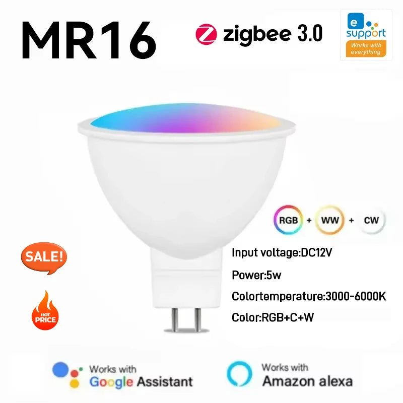 Zigbee Smart Lighting MR16/5W Dimmable Voice Control Compatible Alexa Alice Google Home Salute Yandex Homekit Hotel Bar