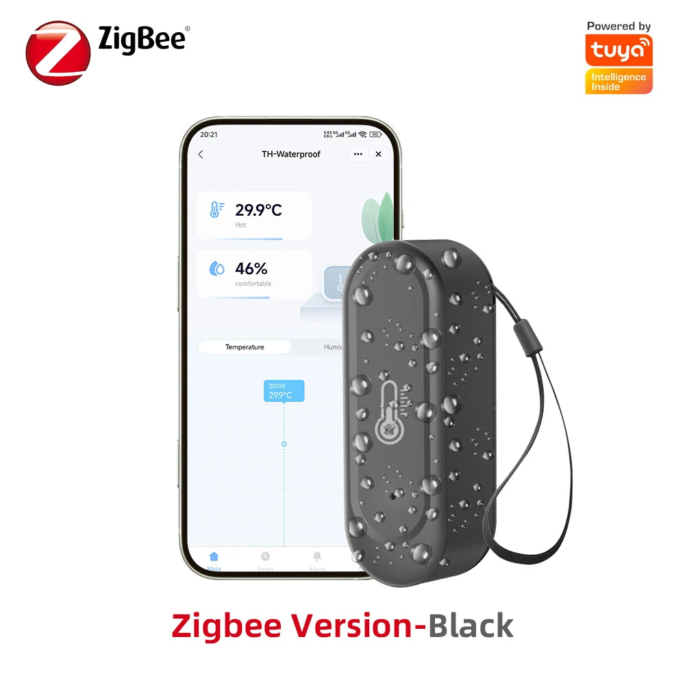 Tuya Wifi/Zigbee Smart Temperature Humidity Sensor Outdoor IP65 Waterproof APP Remote Monitoring Works with Alexa Google Home