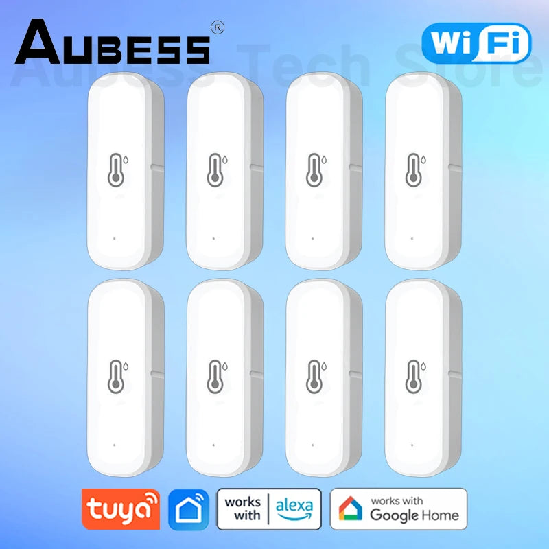 AUBESS Tuya Zigbee/Wifi Temperature Humidity Sensor Home Connected Thermometer Compatible with Smart Life Alexa Google Assistant