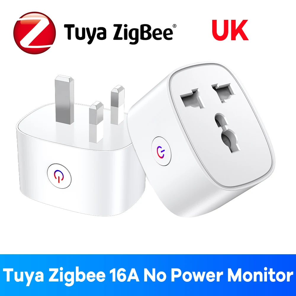EU US UK Plug Zigbee Smart Plug 16A Energy Monitor Remote Control Timer Alexa Google Home for Electrical Sockets with Control