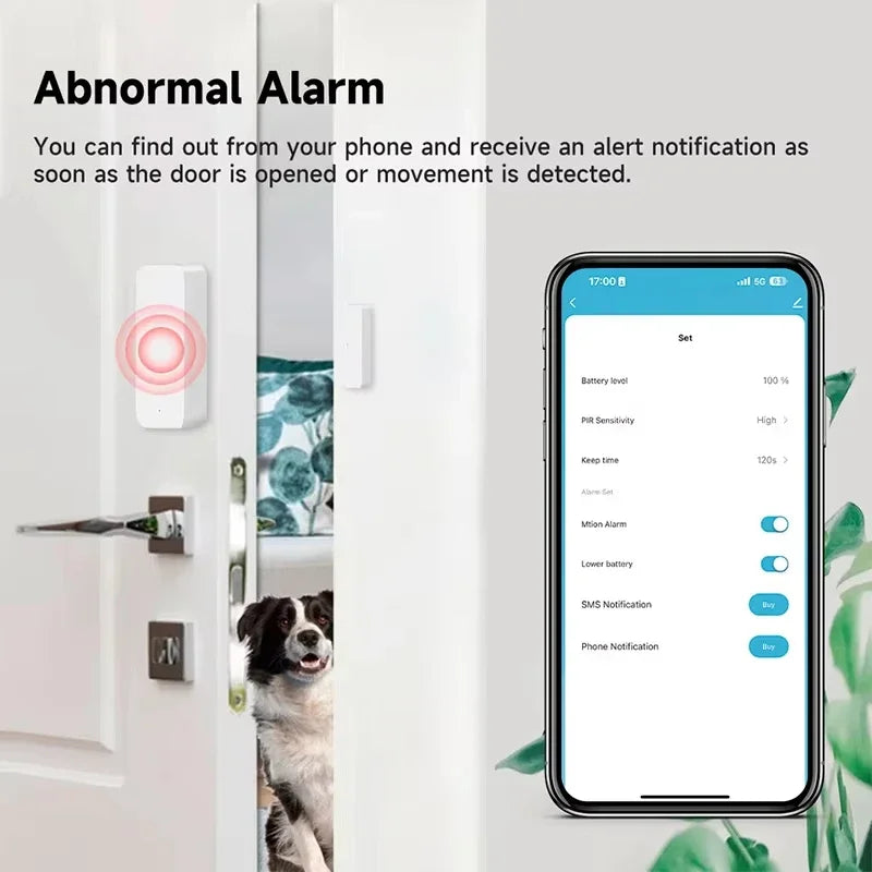Tuya Wifi Zigbee Smart Door Sensor Wireless Window Detector Home Security Remote Control Compatible Alexa Google Smart Life App