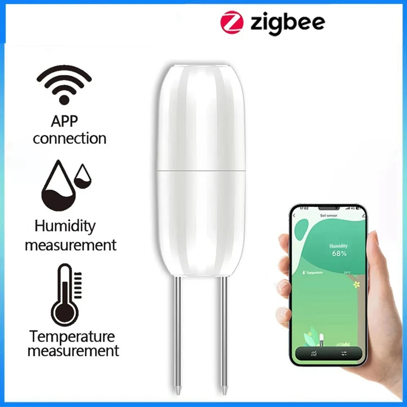 Tuya Zigbee Wireless Soil Intelligent Temperature Humidity Tester Mobilephone APP Real Time for Garden Farmland Planting-Y41A