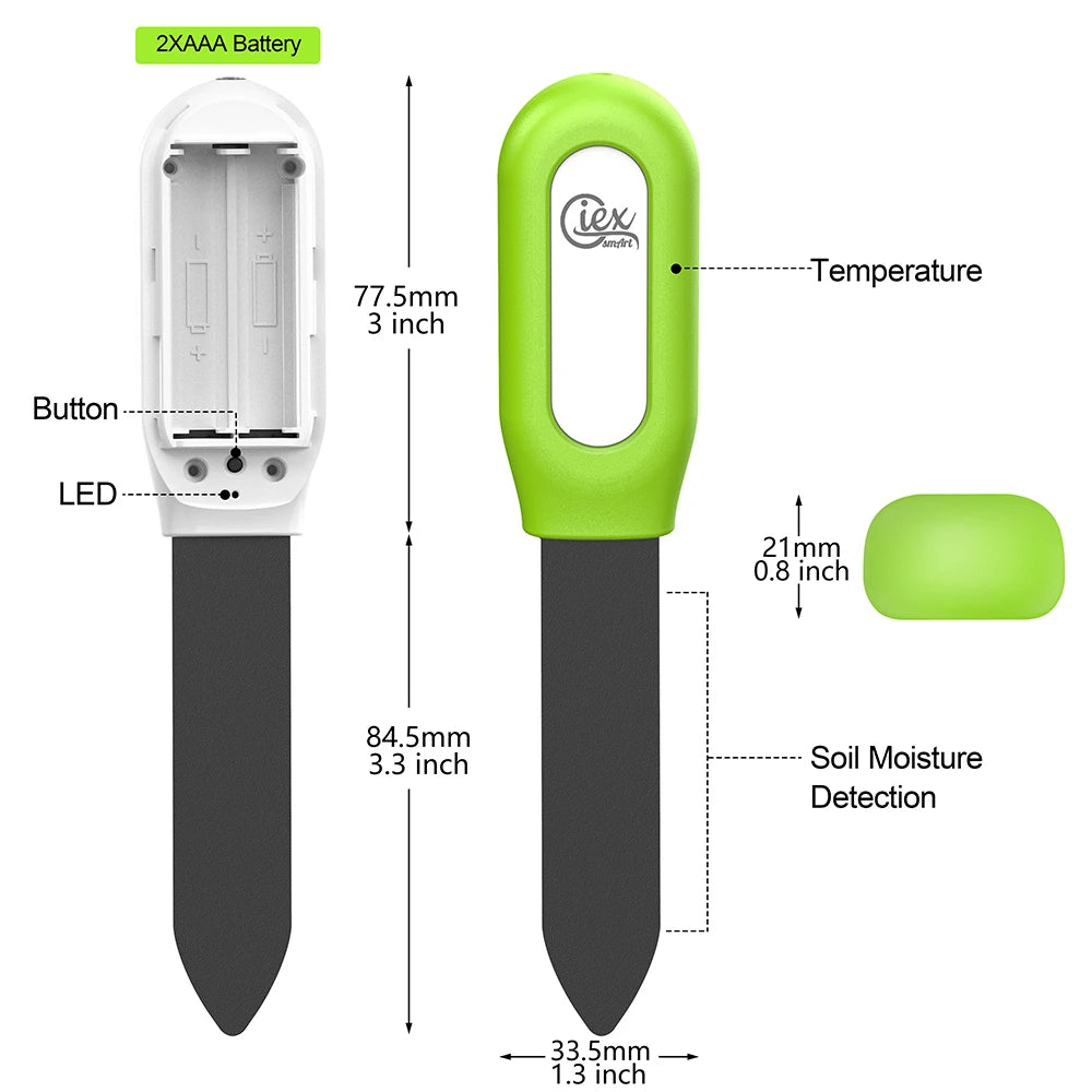 WiFi & Zigbee Capacitive Soil Moisture Sensor, Plant Moisture Meter Temperature Tester Compatible with TUYA