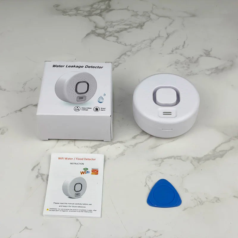 Smart Water Leak Detector Works with Tuya APP Wifi Zigbee Optional Flood Sensor Home Kitchen Security Alarm High-Decibel Sound