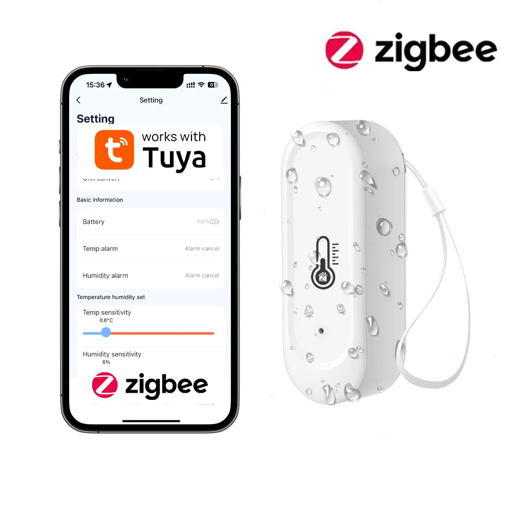 IP65 Waterproof Tuya WiFi/Zigbee Smart Temperature and Humidity Sensor - Control Your Environment with Alexa and Google Home