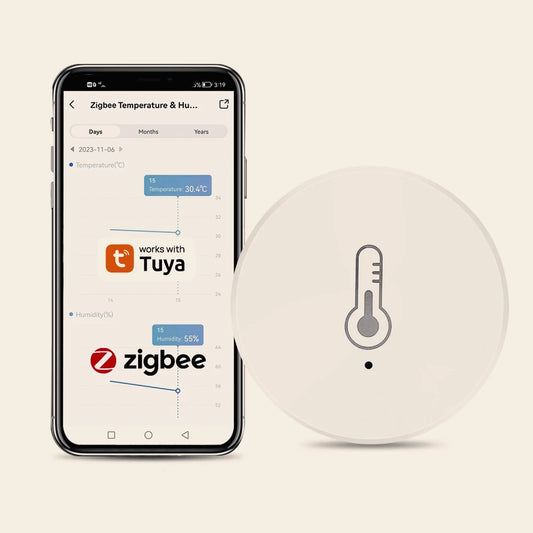 Tuya Zigbee Mini Temperature Humidity Sensor Smart Home Remote Monitor Works with Gateway Alexa Google Home Voice App Control