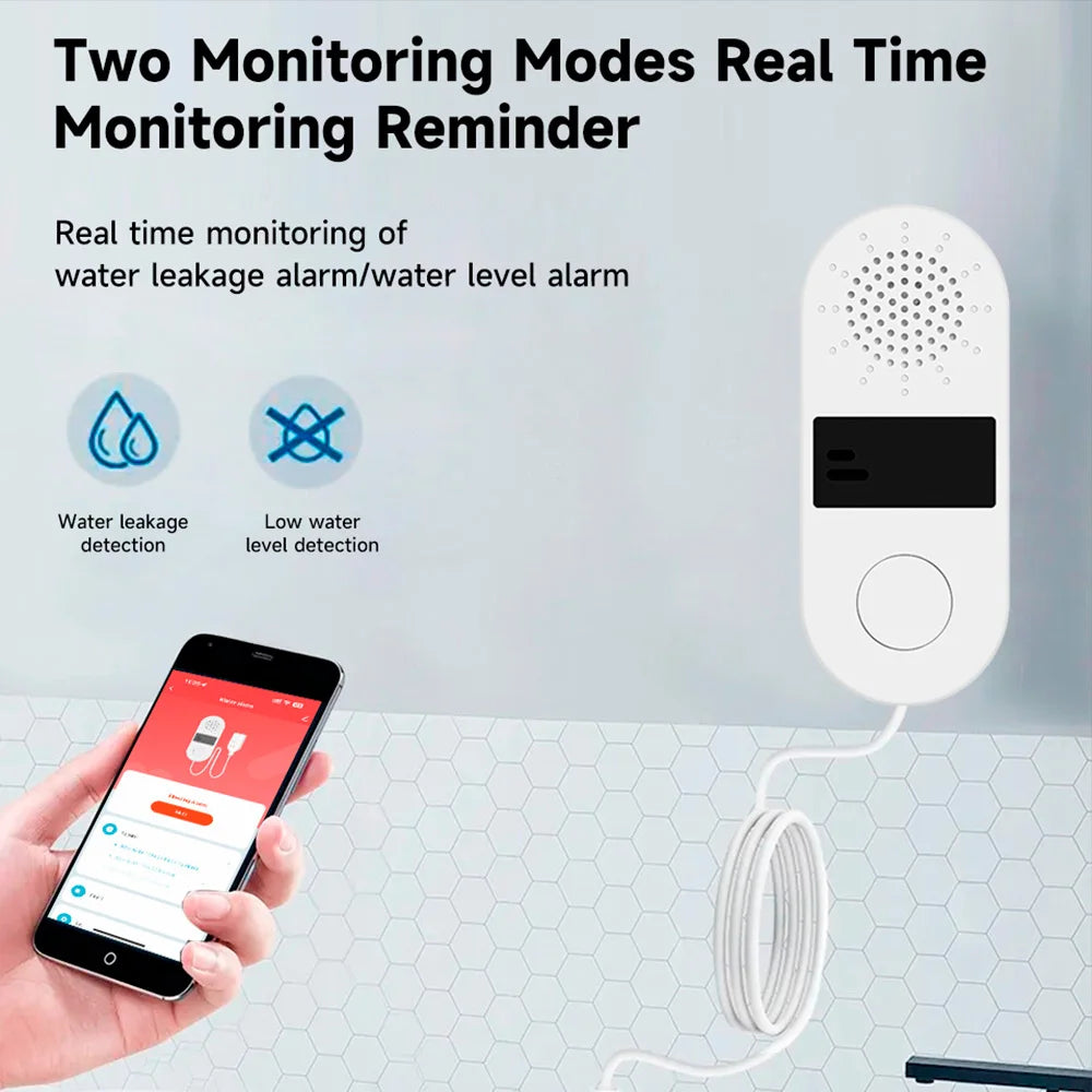 Protect Your Home with the Tuya Wifi Water Leak Detector - 130Db Alarm & App Control for Smart Living