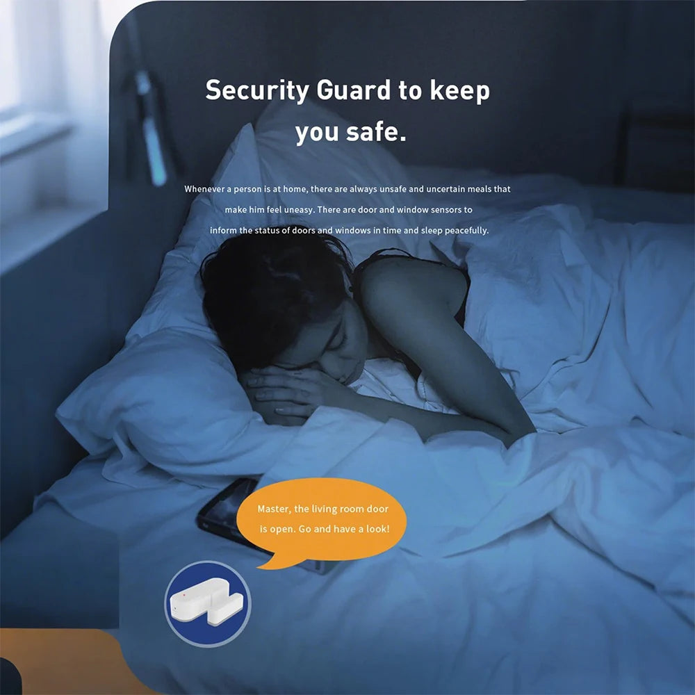 Tuya Zigbee Intelligent Wireless Door and Window Alarm Sensor Intelligent Linkage Sensing ZIGBEE Door Magnetic Alarm Smart Life