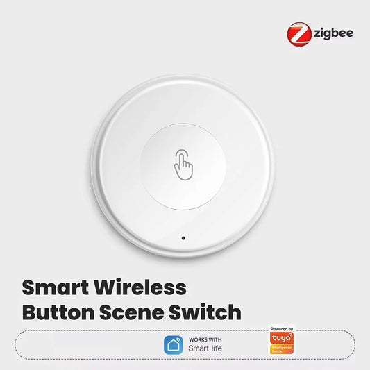 Tuya Zigbee Push Button Wireless Smart Scene Switch Controller Battery Powered Automation Scenario Linkage with Tuya Devices