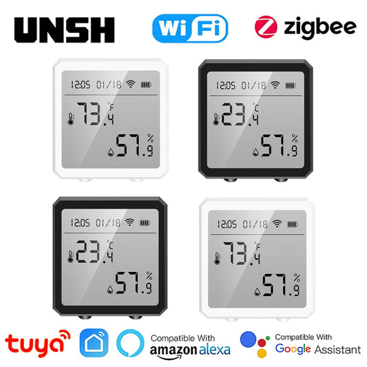 Tuya Smart Wifi/Zigbee Temperature and Humidity Sensor Indoor Hygrometer Thermometer with LCD Display Support Alexa Google Home