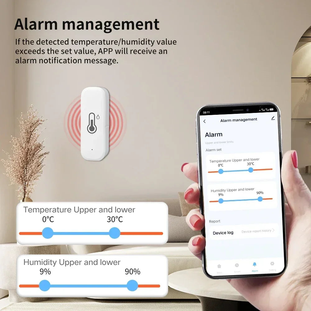 TNCE Tuya Wifi/Zigbee3.0 Smart Temperature and Humidity Sensor Indoor Hygrometer Controller Monitoring Work with Alexa