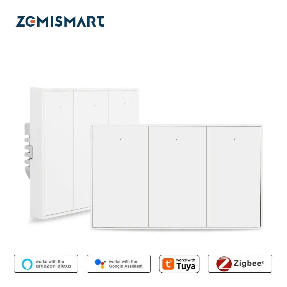 Zigbee US AU Wall Push Light Switch No Neutral Smart Interruptor Work with Tuya Smartthings Alexa Google Home Voice