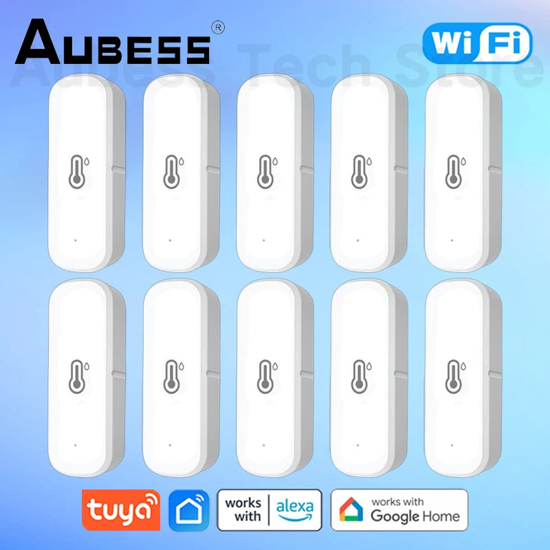 AUBESS Tuya Zigbee/Wifi Temperature Humidity Sensor Home Connected Thermometer Compatible with Smart Life Alexa Google Assistant