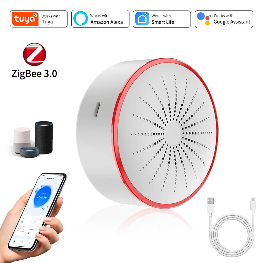 Tuya Zigbee Water Sensor Leak Flood Detector Alarm Smart Life Work with Tuya Gateway Alexa Google Assistant for Kitchen Bathroom
