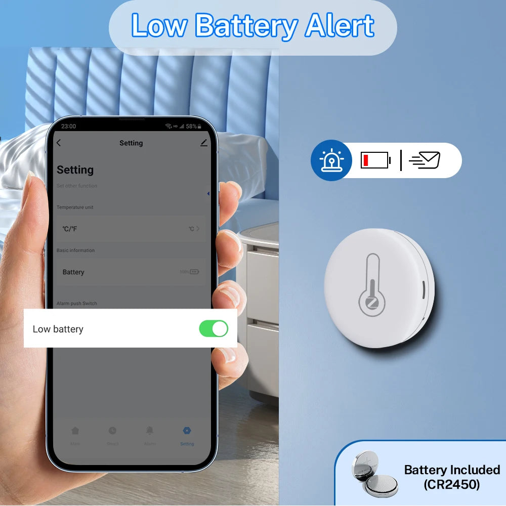 Smart Temperature Humidity Sensor Zigbee 3.0 Thermometer APP Remote Monitor Work with Tuya Smart Life Yandex Zigbee2Mqtt ZHA