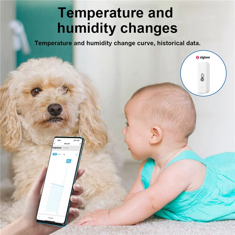 B04B-2X Tuya Zigbee Temperature Humidity Sensor Smart Home Temperature Sensors Works with Alexa Google Assistant Smart Life
