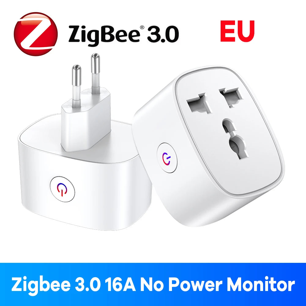 EU US UK Plug Zigbee Smart Plug 16A Energy Monitor Remote Control Timer Alexa Google Home for Electrical Sockets with Control
