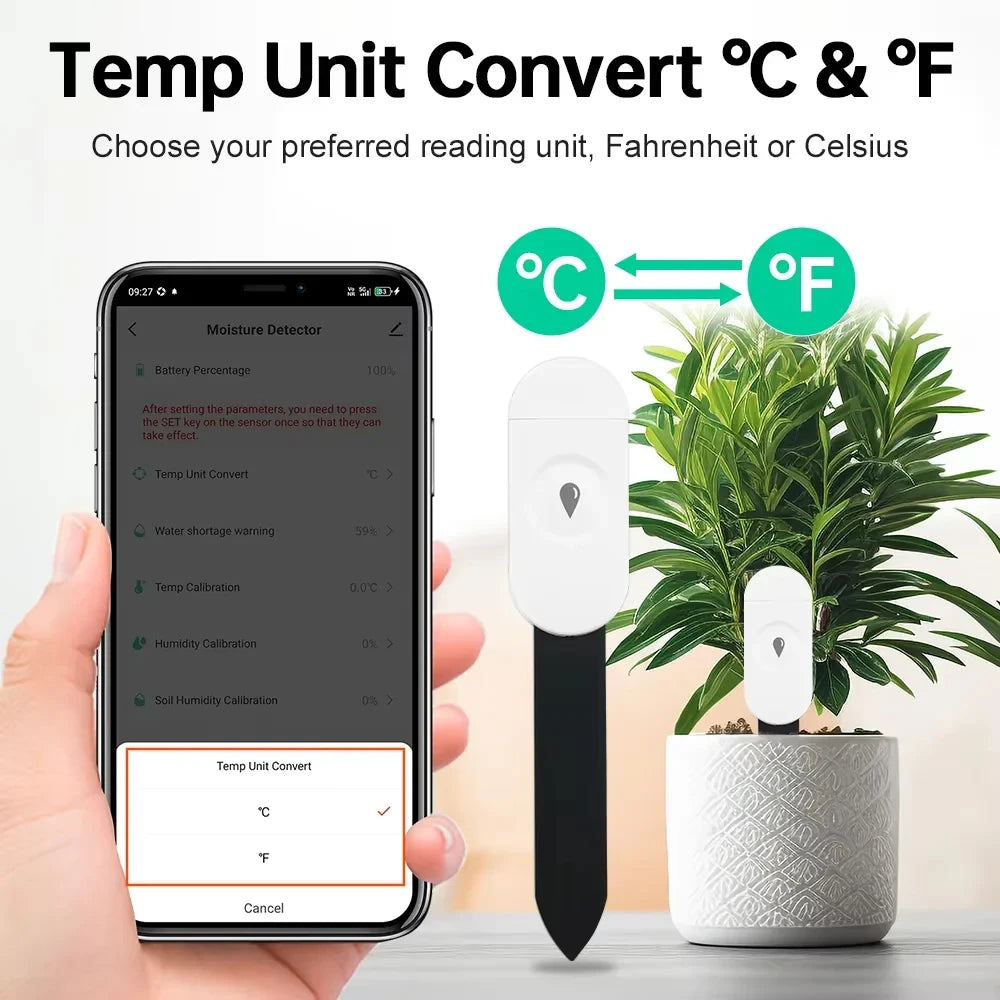 Smart Zigbee Soil Tester Temperature and Humidity Monitoring Moisture Thermometer Hygrometer Home Automation Irrigation Detector