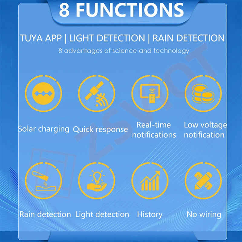 Tuya Smart Zigbee Light and Rain Sensor 2-In-1 Function, Built-In Lithium Battery , Light and Rainwater Detection Smart Life App