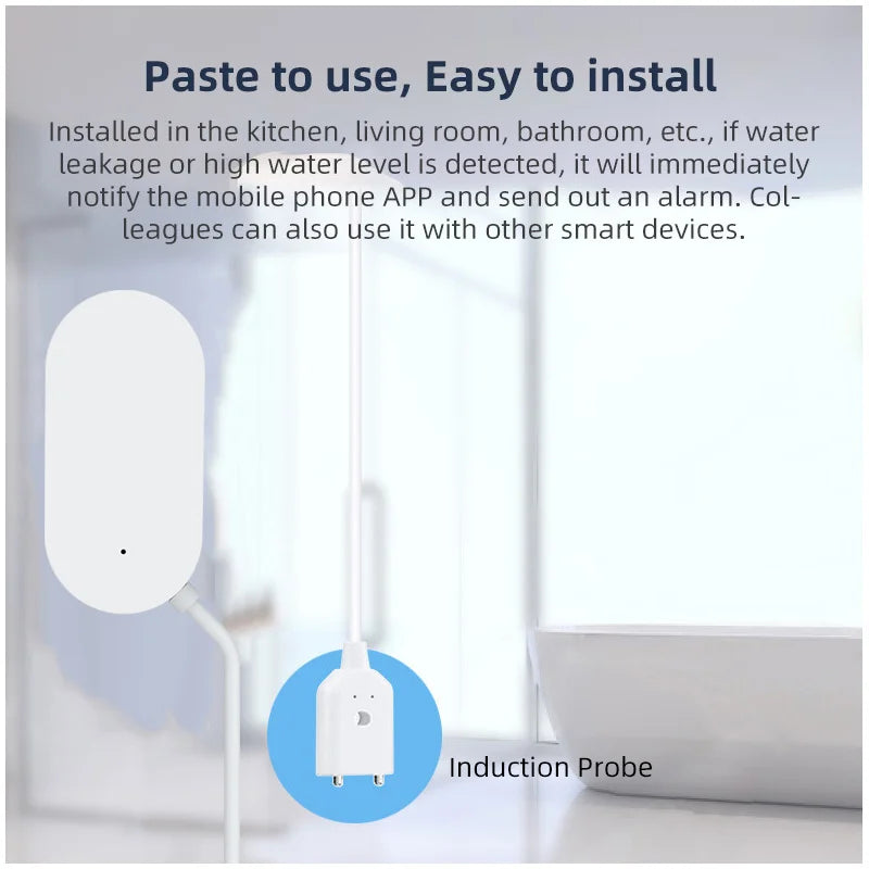 Wireless Water Level Sensor Graffiti Intelligent Zigbee Water Detector Tuya Smart Linkage Overflow Alarm Leakage Detection
