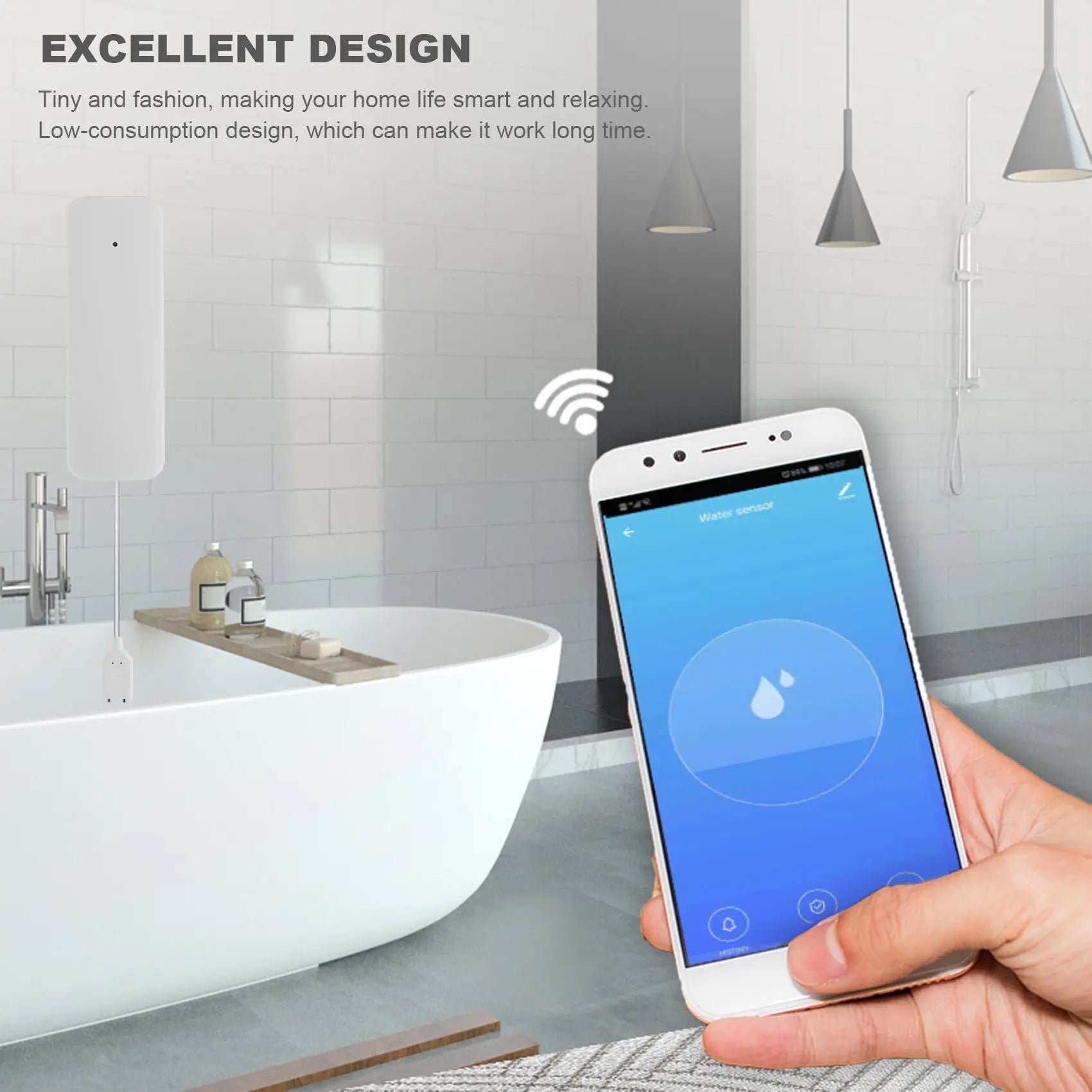 Tuya Zigbee Water Leak Sensor Wireless Flooding Detector Water Leakage Detection Alert Water Level Overflow Alarm-Y47A