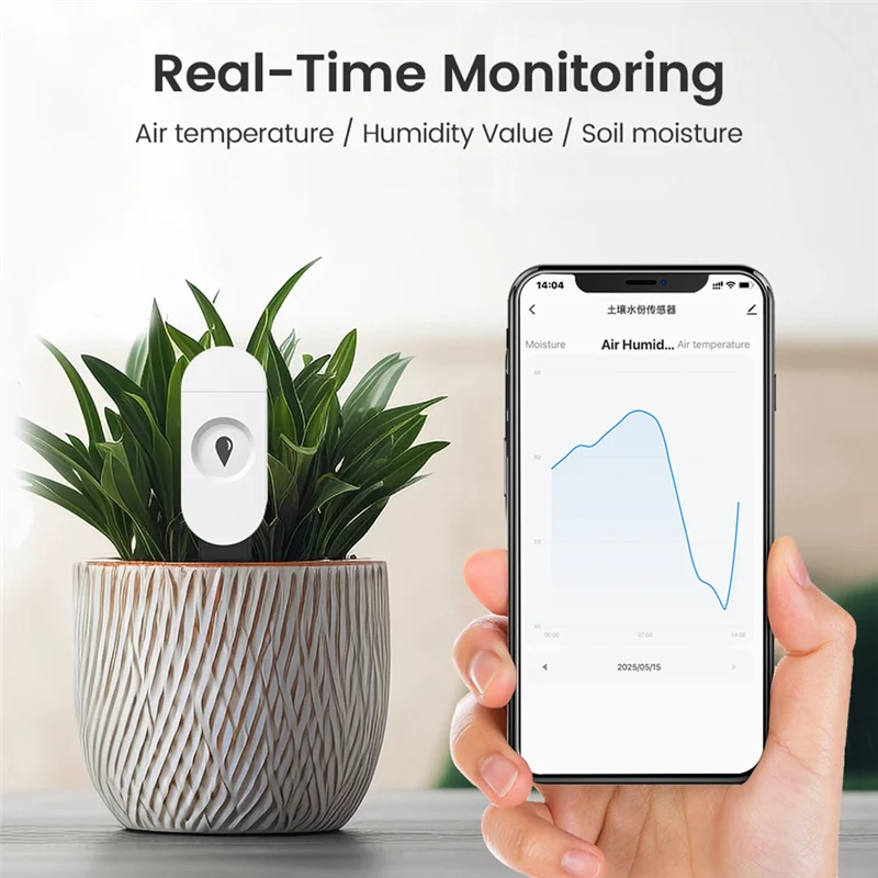 Btlife-Zigbee Smart Soil Moisture Sensor 2-In-1 Bluetooth Moisture Meter and Temperature Tracker for Indoor Plants Gardening
