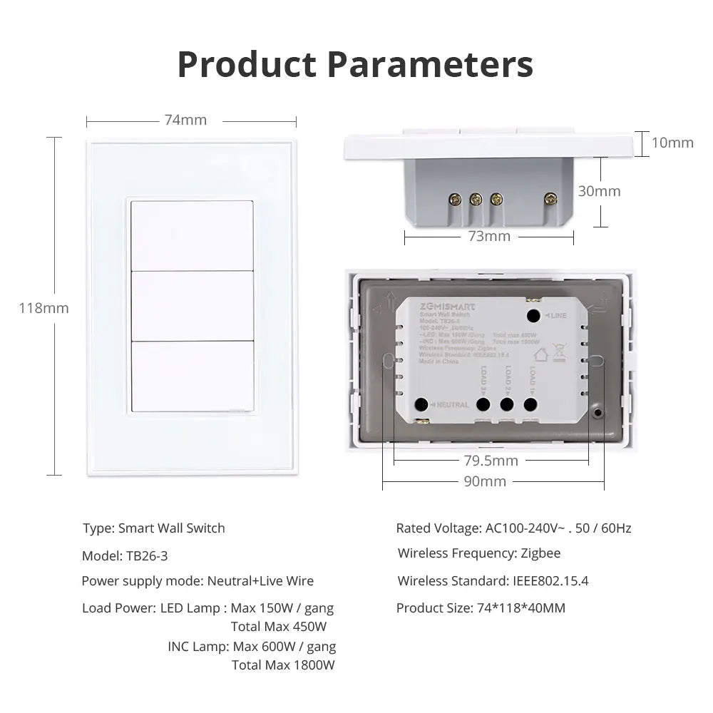 Zigbee Interrupter 1 2 3 4 6 Gangs Light Switch Brazilian Wall Switches Work with Tuya Smart Life Alexa Google Home