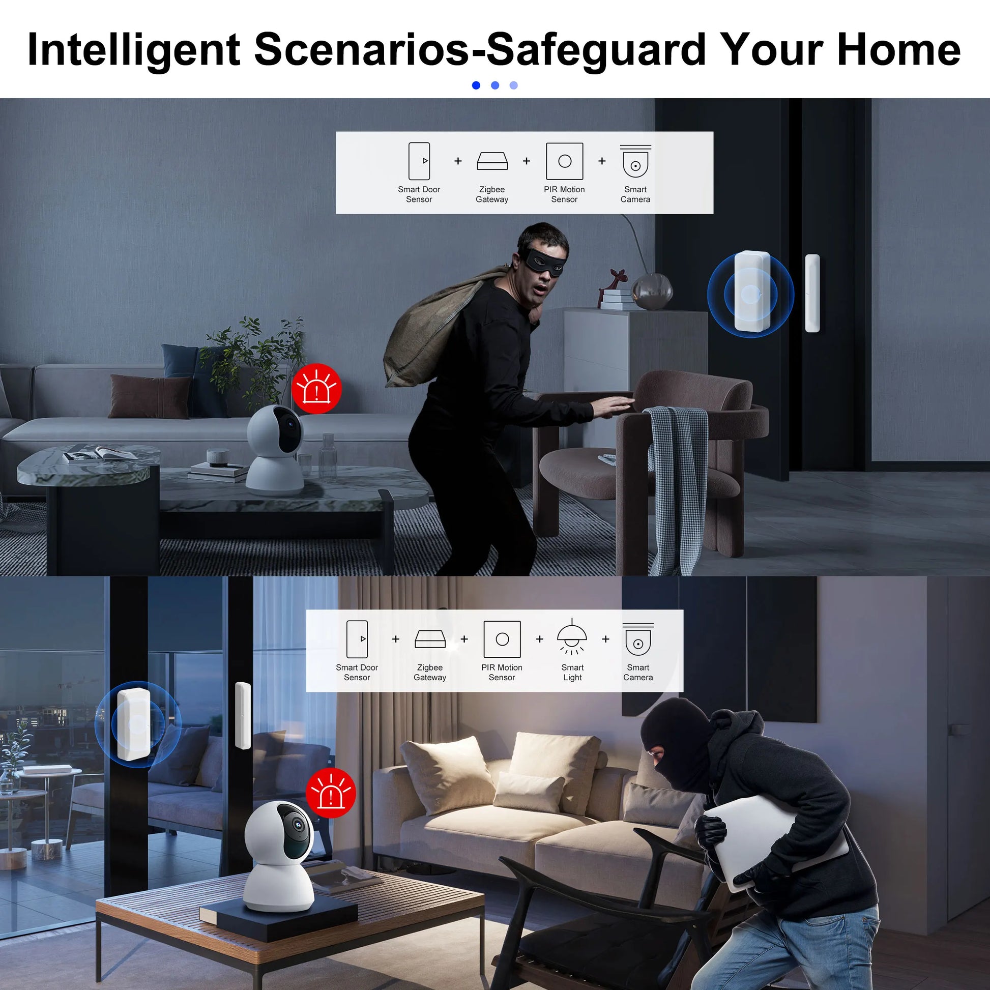 Smart Door and Window Sensor Zigbee 3.0 Wireless Contact Detector for Smart Home Security Works with Home Assistant 2MQTT